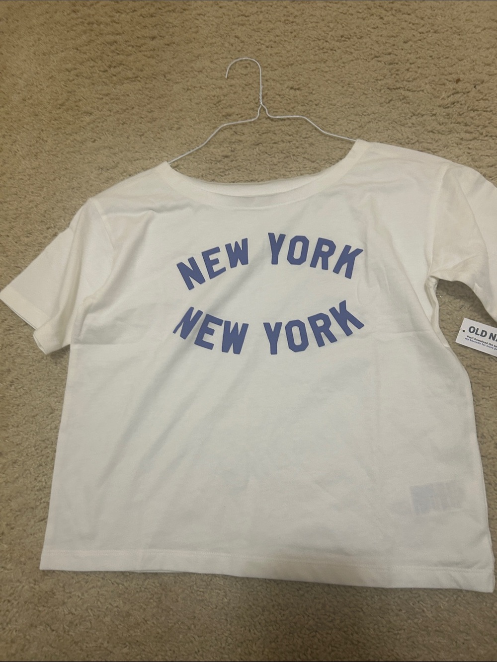 Old Navy White Tee with Blue "New York" Graphic